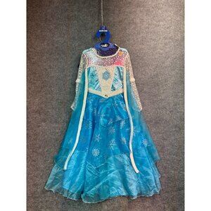 Snowflake Princess Costume Girls 7-8 Dress Blue and white For By Teetot & Co.